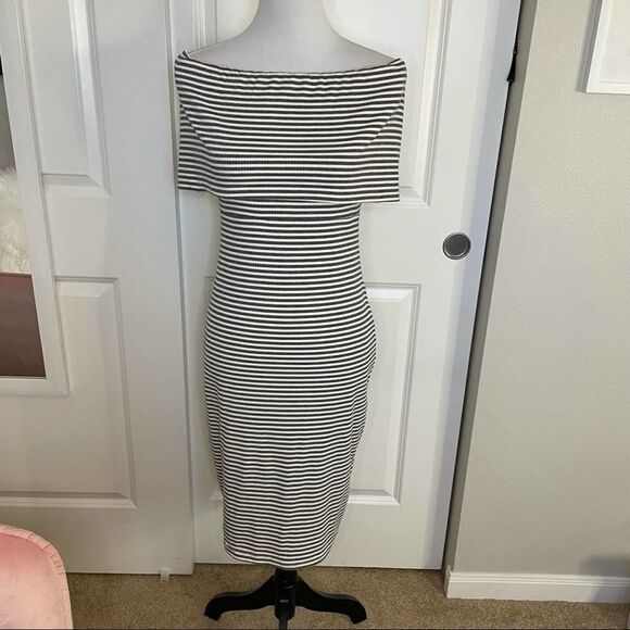 Goodnight Macaroon Striped Off The Shoulder Barbiecore Pin Up Style Dress S - Picture 2 of 14
